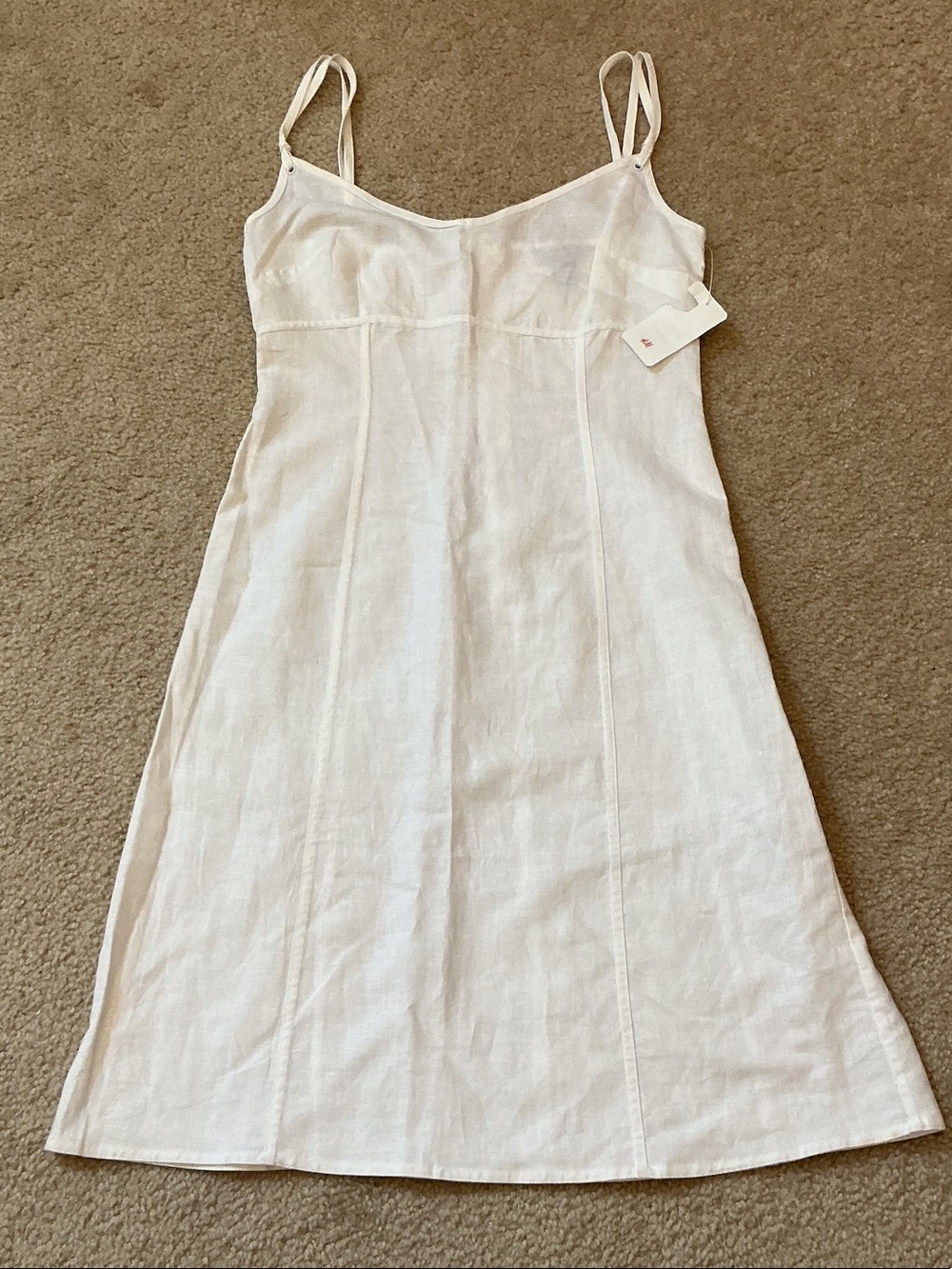 NWT H&M Linen Cotton White Midi Slip Dress - Size 4